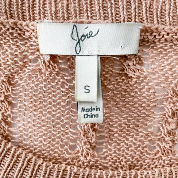 JOIE Knit Sweater Small Open Knit Linen Pale Peach Color VGUC - Picture 5 of 7